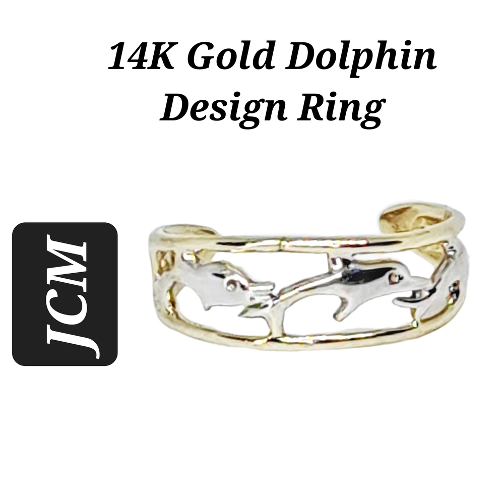 JCM 14K Gold Dolphin Design Ring Size 5.5 NWOT